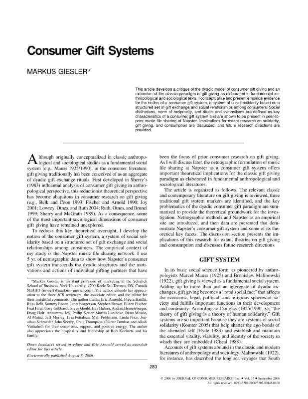 Consumer Gift Systems